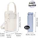 2 x Wandering Nature Water Bottle Holder with Strap 32oz Insulated Water Bottle Carrier Sling Bag with Phone Pocket Water Bottle Pouch for Hiking Walking(Patent Pending) (Beige)