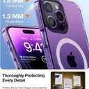 TORRAS Ultra Shockproof Magnetic Designed for iPhone 14 Pro Case, [12FT Military Grade Protection] [Compatible with MagSafe] Non-Yellowing Double Bumper Translucent Phone Cover, Glittery Purple