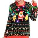 Unisex Women's Ugly Christmas Sweater LED Light Funny Novelty Knit Pullover (XL)