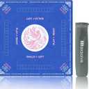 2025 Mahjong Mat, 31.5" x 31.5" Neoprene Mahjong Table Mat with Rules, Anti Slip & Noise Reduction Gaming Mat for Poker, Card, Dominoes, Board & Tile Games, Mahjong Gift with Carrying Bag - Blue