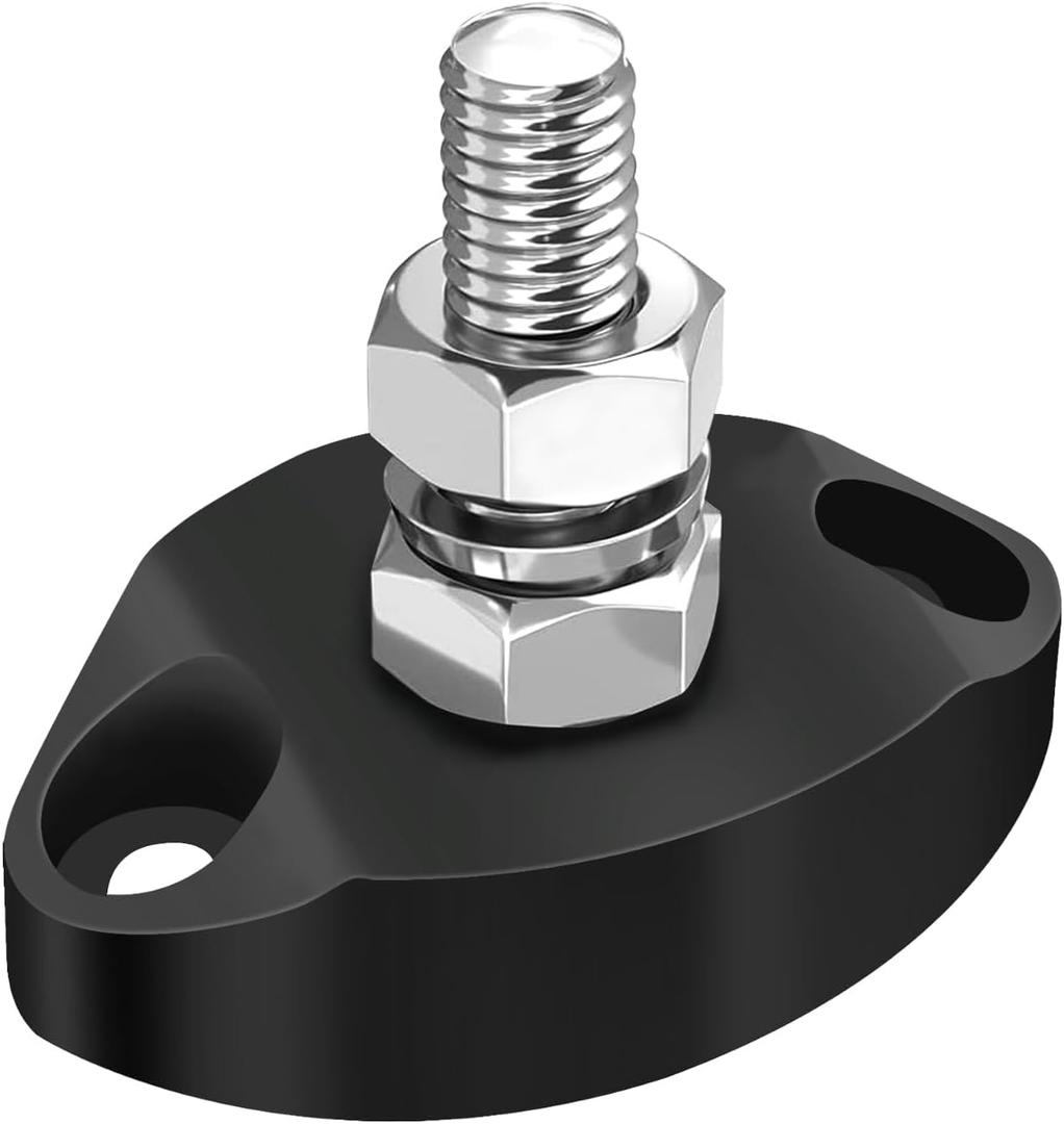 LENKRAD M6 Single Stud Bus Bar Stainless 150A Power Distribution Block 12V Battery Junction Post, Black Marine Ground Post with Insulated Base, RV Automotive New Energy Buss