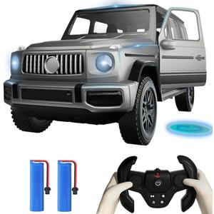 2.4G RC Cars for Kids, 1:14 Remote Control Jeep Toy with LED Lights, Gesture Sensing Open Doors Racing SUV Truck, Off-Road All Terrain Crawler Vehicle Toy, Birthday for Boys
