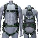 AFP Fall Protection Full-Body Premium Safety Harness, 8 Thick Support Belt, Aluminum D-Rings, Tongue Buckle (OSHA/ANSI PPE) (XX-Large, Black W/Lime)