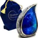 Galaxy Teardrop Urns for Human Ashes, Funeral Cremation Urn with Velvet Bag, Keepsake Urn for Adults, Large for your loved ones Urns for Blue Starry Sky Capacity10 inch (200 cubic inches) BY 5MOONSUN5
