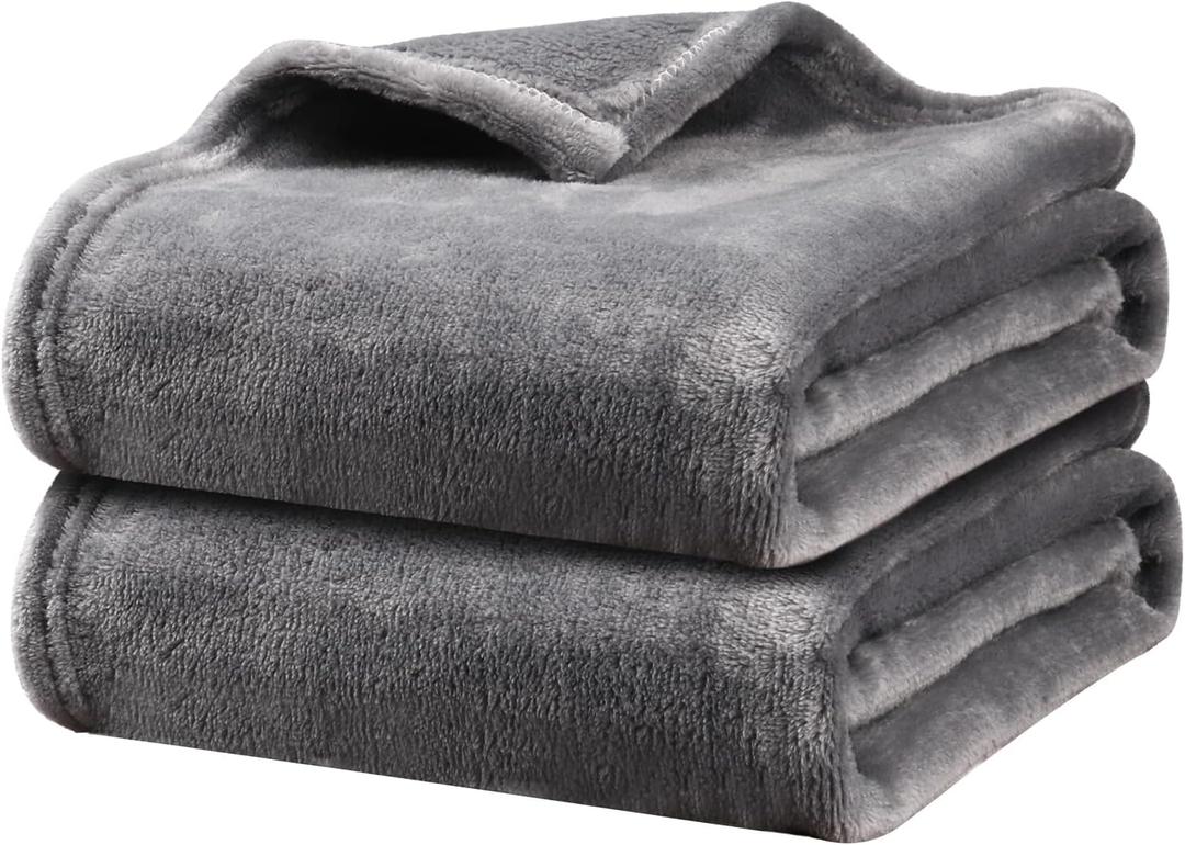 Onarway Dog Blanket Washable for Bed: 2 Packs Dog Blankets 59x47 - Fluffy Soft Large Throw for Cat Puppy Kitten Dogs - Fleece Pet Blankets for Crate Couch Car and Indoor - Grey