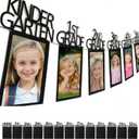 Graduation Photo Banner for Party Decoration, Kindergarten to 12th Grade Picture Banner with String for High School College Graduation Party Supplies, 13 Cards (Black, Fits 4x6 Photos)