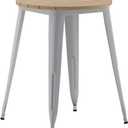 Flash Furniture Declan Commercial Outdoor Dining Table, All Weather Poly Resin Top with Steel Base, 23.75" Round, Brown/Silver