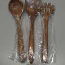 FJNATINH 3-Piece Teak Wooden Wok Spatula Set, Wooden Kitchen Utensil Set, 100% Natural Teak Wood Cooking Utensils