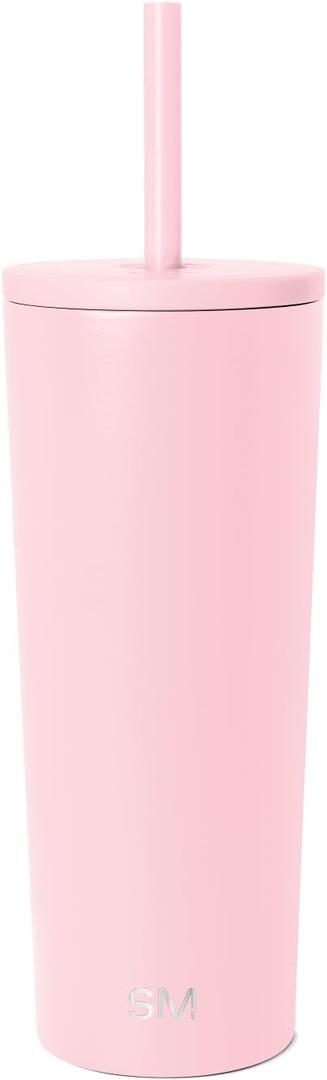 Simple Modern Insulated Tumbler with Lid and Straw | Iced Coffee Cup Reusable Stainless Steel Water Bottle Travel Mug | Gifts for Women Men Her Him | Classic Collection | 24oz | Blush