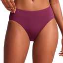 CRZ YOGA Mid Waisted Bikini Bottoms for Women - Full Coverage Bathing Suit Swimsuit Basic Swim Briefs Fuchsia Large