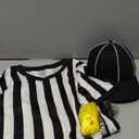 JORHIG 4 Pcs Referee Shirt, Referee Costume Men Women V-Neck Ref Shirt Hat Ref Whistle Penalty Flag for Football Soccer Player Set A, S