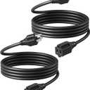 DEWENWILS 2 Pack 6FT Extension Cord Waterproof, Heavy Duty 16 AWG SJTW, NEMA 5-15P to 5-15R, 3 Prong Grounded Plug for Indoor, ETL Listed, Black