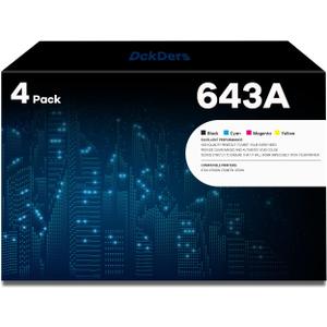 643A Black Cyan Yellow Magent Toner Cartridge | Replacement for HP 643A Q5950A Q5951A Q5952A Q5953A Toner Cartridge Works with HP Color 4700 4700dn 4700dtn 4700n Printer