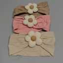 MIUXUESO 3 Pcs Baby Flower Headbands Baby Girls Nylon Headband Soft Hairbands Hair Accessories for Newborn Infant Toddler Kids (Beige Pink Khaki)