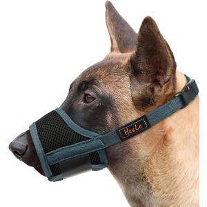HEELE Dog Muzzle,Soft Nylon Muzzle Anti Biting Barking Chewing,Air Mesh Breathable Drinkable Adjustable Loop Pets Muzzle (Blackish Green,Large)