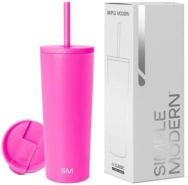 Simple Modern Insulated Tumbler with Lid | Iced Coffee Cup Reusable Stainless Steel Water Bottle Travel Mug | Gifts for Women Men Her Him | Classic Collection | 24oz | Raspberry Vibes