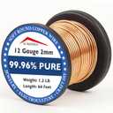 Copper Wire 99.95% Pure – 12 Gauge 2.0mm – 64 Feet, 1.2 Pound Spool – C11000 Soft Copper Wire Craft Wire for Gardening, Electroculture, Jewelry Making, Beading, Ground Wire & DIY (12 Gauge, 1.2 LB)