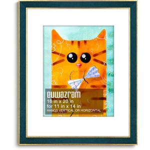 Suede 16x20 Frame - Single Frame, Christmas Elegant Navy Blue 16 x 20 Poster Frame with Mat for 11x14, 16x20 Picture Frames for Artwork, Puzzles, Photos and Movie Posters