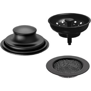 AJOMAN Kitchen Sink Drain Strainer, Cover and Stopper, Food Catcher for Kitchen Sink Drain, Stainless Steel Universal Anti-Clogging Kitchen Sink Filter(3 Pieces, Matte Black)