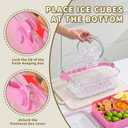 Divided Chilled Serving Tray for Parties, Ice Chilled Party Platter, Ice Serving Bowl with Lid and Handle, Charcuterie Serving Board, Cold Dish Dip for Fruit Seafood Vegetable Shrimp Cocktail Appetizer