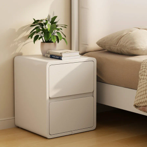 Narrow Nightstand - Narrow Bedside Table with Drawers, Wood Small Nightstand with Leather Surface for Bedroom, White - 15.75" W
