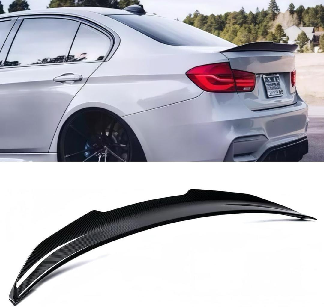 Rear Spoiler Compatible with 2012-2018 BMW F30 3 Series & 2014-2019 F80 M3 Sedan, Carbon Fiber Pattern PSM Style Duckbill for 318i 320i 325i 328i 330i 335i 340i, Trunk High Kick Wing Lip