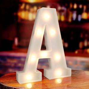 Marquee Letters, Led Letter Lights, 26 Alphabet Battery Powered LED Light Up Name Sign, Decorative Lighted Standing Letters for Graduation Party Night Light Wedding Birthday Room Wall Decor (Letter A)