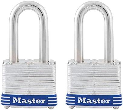 Master Lock 3TLF Laminated Steel Padlock with Key, 2 Pack Keyed-Alike