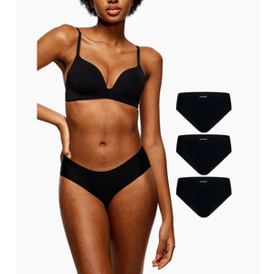 LEAKPROOF2.0 Seamless Bikini Period Underwear for Women | Period Panties Holds 6 Tampons | Mild Incontinence Leak Proof Underwear (S/M, 3-Black)