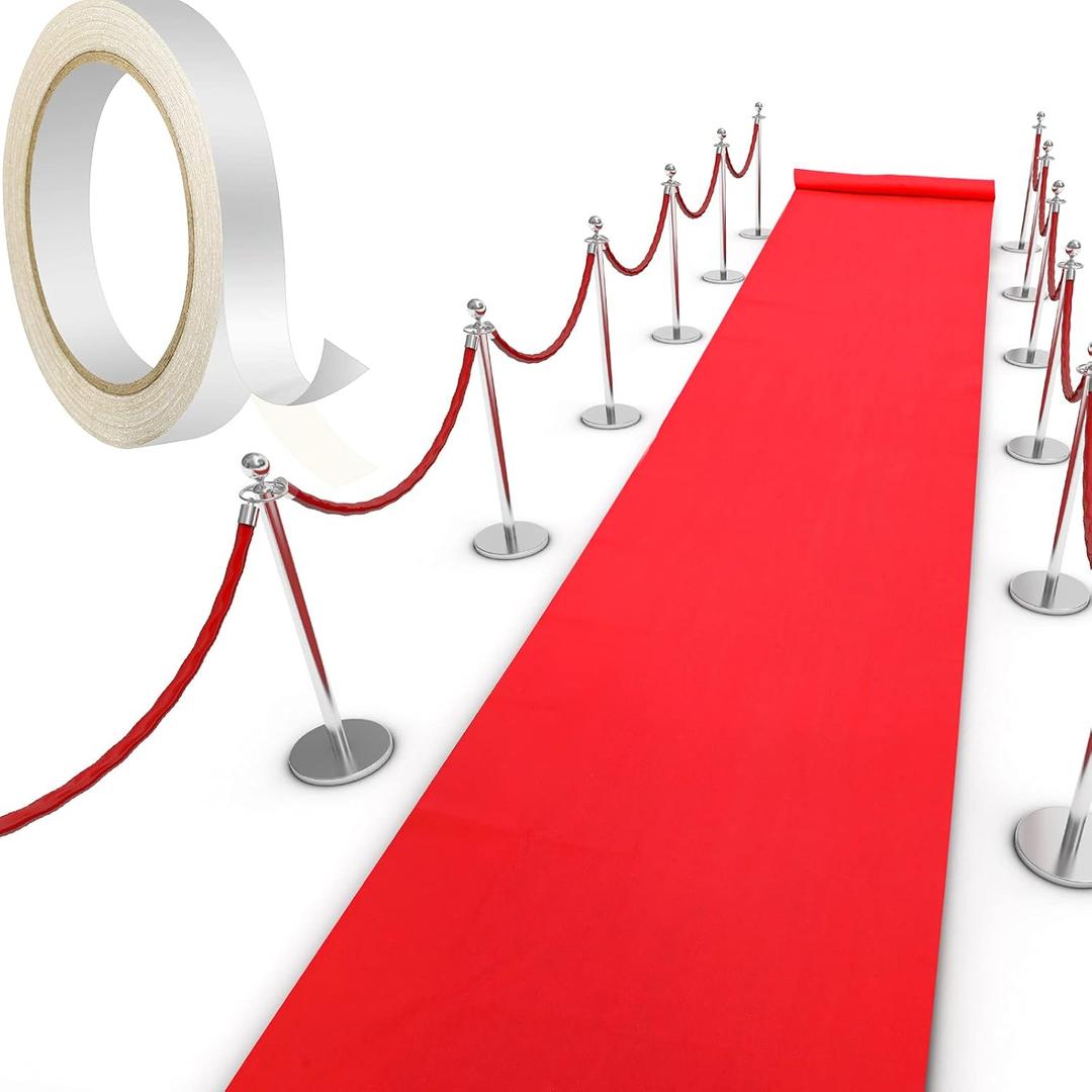 Shappy Red Carpet Runner Rug for Party 55gsm Thickness with 1 Piece Carpet Tape for Wedding Christmas Xmas Thanksgiving Outdoor Accessories, Wedding Party Hallway Rug(2.6 x 60 Feet)