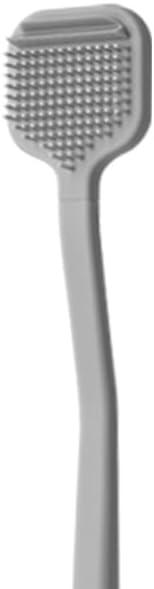 Tongue Scraper  Dual Scraper & 120 Micro Brushes for Fresh Breath, Soft TPE, Anti-Gag Design (Gray)