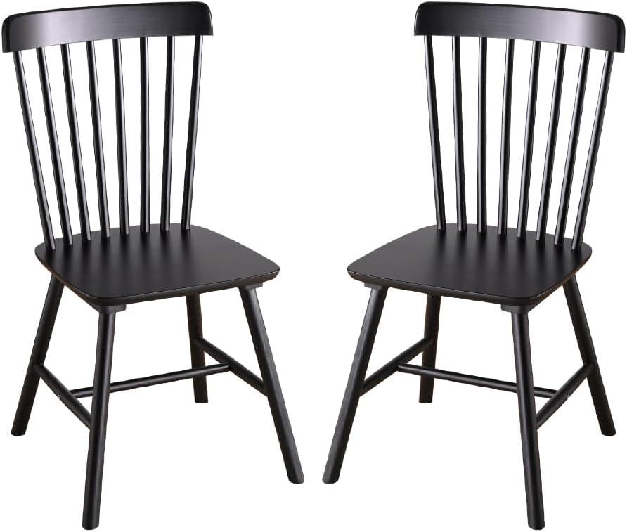 Wooden Windsor Dining Chairs Set of 2 Wood Dining Room Chair Black Spindle Side Kitchen Room Country Farmhouse Chairs