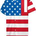 Arvilhill Men's American Flag Jersey 4th of July Short Sleeve Patriotism Shirt (Large)