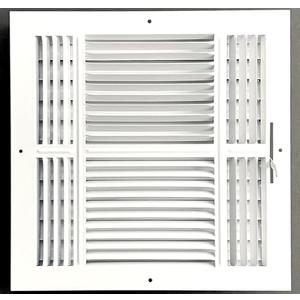 HBW 12"x 12" (Duct Opening Size) 4-Way Stamped Face Steel Ceiling/sidewall Air Supply Register - Vent Cover - Actual Outside Dimension 13.75" X 13.75"