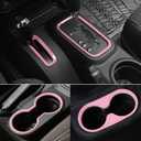 E-cowlboy 4PCS Interior Accessories Decoration Cover Trim Kit Front+Rear Water Cup Holder Trim Gear Shift Box Trim Transfer Case Trim for Jeep Wrangler JK JKU 2011-2018 4-Door (Pink)