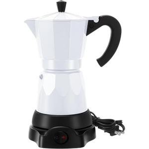 Coffee Pot 6 Cup Electric Espresso Coffee Maker Italian Moka Maker 300ml Portable Aluminum Espresso Machine Cafetera Moka Pot with Detachable Base, Gift for Home Travel (White)