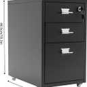 Vertical File Cabinet, 3-Drawer Metal Mobile File Cabinet with Lock, 11 * 16 * 18.3In Filing Cabinet Under Desk with Tag Jacks for Home Office (Black)