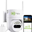 3MP Security Camera Outdoor - 2.4G/5G Wi-Fi, 24/7 Recording Wired Power, 360 Pan-Tilt View, Motion Tracking, Color Night Vision, 2-Way Audio, Works with Alexa, Cloud & SD Card Storage, IP66 (White)