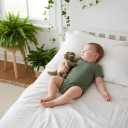 PATPAT Baby Bodysuits Supersoft Bamboo Viscose - Short Sleeve Boys and Girls - Newborn Infant Unisex Clothes Pack (0-3 Months, Jungle Dino)