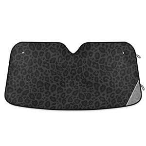 Oarencol Black Leopard Car Windshield Sun Shade Animal Skin Print Foldable UV Ray Sun Visor Protector Sunshade to Keep Your Vehicle Cool (51" x 27.6")