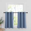 RYB HOME Short Blackout Curtain Tiers for RV, Thermal Insulated Curtains Short Blind for Kitchen/Living Room Energy Efficient, 42 Wide x 36 Long Each Panel, Stone Blue, Set of 2 (42"W x 36"L (Pack of 2))