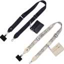 2 Pack Clip and Go Strap for Phone with Wallet Crossbody - Phone Strap Crossbody with Zippered Pouch, Multifuctional Adjustable Cell Phone Lanyard for Going out (Black + White)