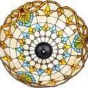 16 Inch Baroque Lamp Shade Replacement Only Tiffany Style Stained Glass Lampshade Retro Pastoral Lamp Cover Accessories Fit for Table Lamp Pendant Light Ceiling Light Floor Lights,Beige