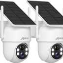 ANRAN Solar Security Cameras Wireless Outdoor,2K Cameras for Home Security with Fixed Solar Panel, 360 PTZ for Home Surveillance,2.4G WiFi, PIR Human Detection, 3MP Color Night Vision, Pack of 2 