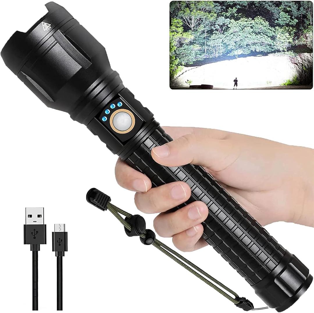 LBE Rechargeable Brightest LED Flashlight, 99,000 High Lumens Super Bright Powerful Flashlight with 5 Modes, IPX7 Waterproof Handheld Large Flash Light for Emergencies Camping