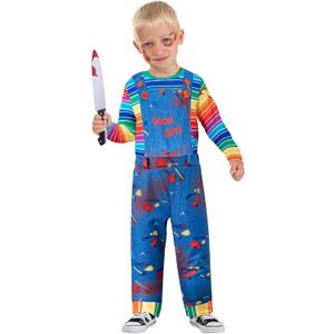 WonderPapa Kids Halloween Classic Killer Doll Costume Boys Scary Cosplay Classic Horror Movie Role Dress Up (3-4Y)