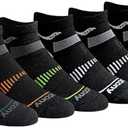 Saucony Men's Standard RunDry Mesh Ventilating Comfort Fit Performance Quarter Socks Fashion Black (6 Pairs) Large
