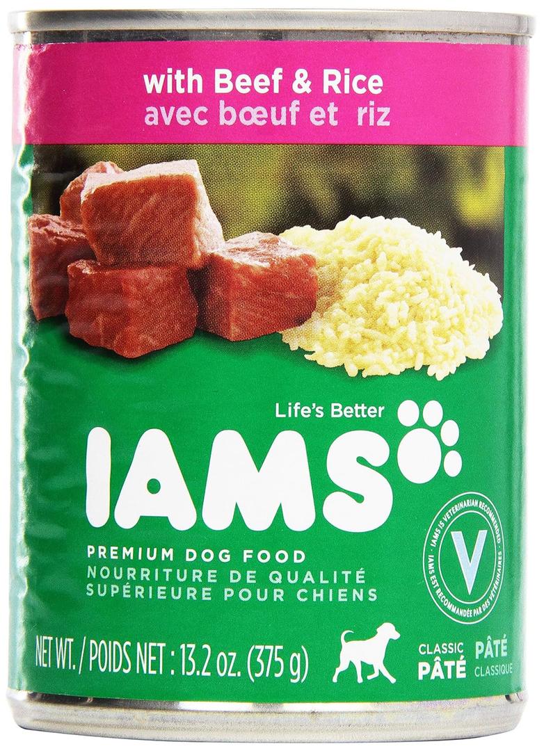 Iams, Premium Dog Food, Beef & Rice Entree, 13.2 oz (EXP 01/27/28)