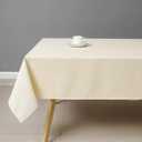 Wewoch Beige Rectangle Tablecloth Wrinkle Resistant Washable Fabric Table Cloth for Dining, Kitchen, Parties, Weddings and Outdoor Use 60 Inch by 84 Inch