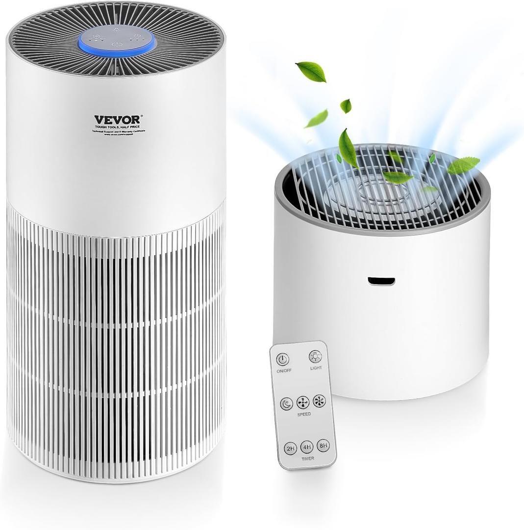 VEVOR 2 in 1 Air Purifier with Humidifier, Covers Up to 1090 ft in One Hour, True HEPA 11 Filter, 22dB Quiet, Filters Up to 95% of Smoke, Dust, Pet Dander, Air Cleaner for Home, Large Room, Bedroom